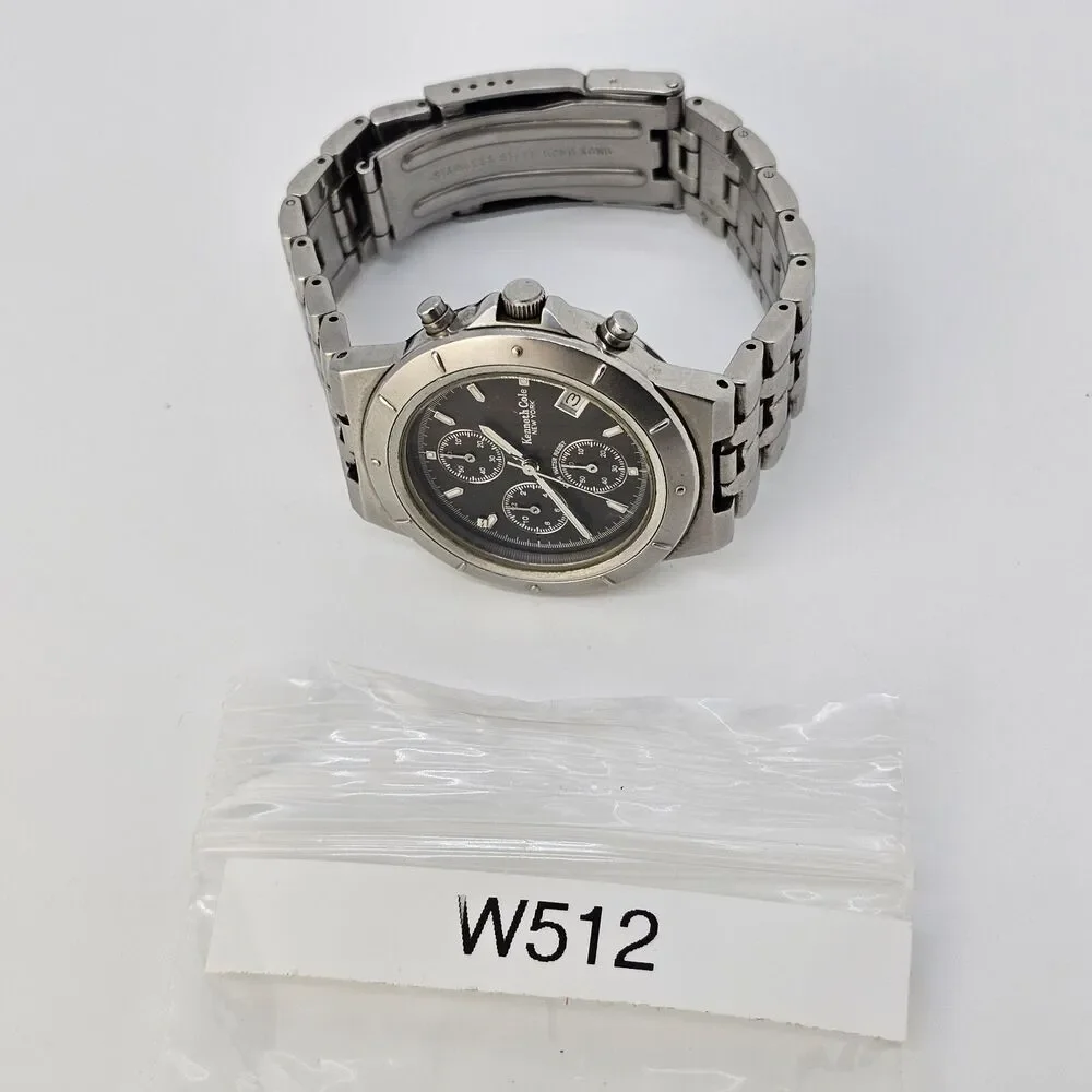Kenneth Cole Men's Watch 38MM Black Dial Date Gray Bracelet 6.5
